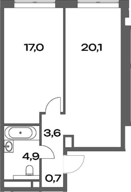 Планировка — Акценты, 2-комн., 46 м²