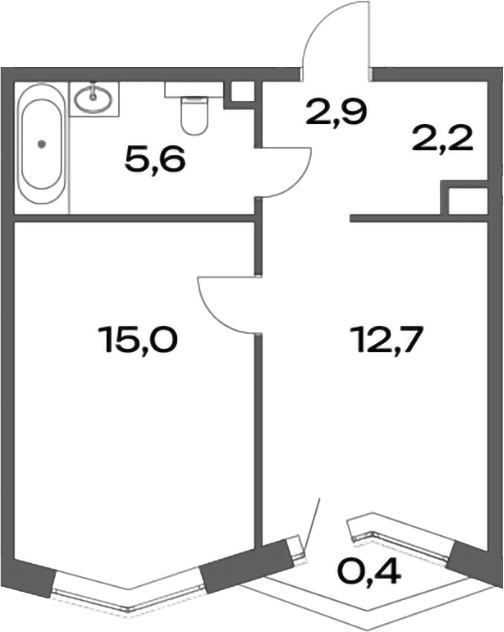 Планировка — Акценты, 1-комн., 38 м²