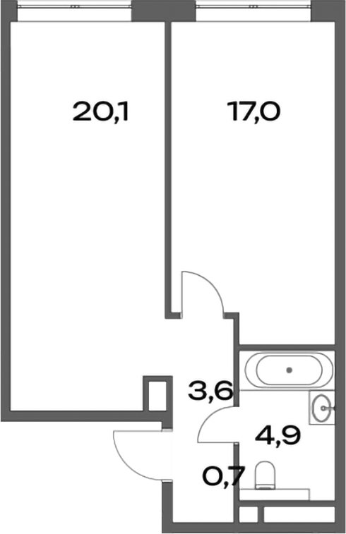 Планировка — Акценты, 2-комн., 46 м²