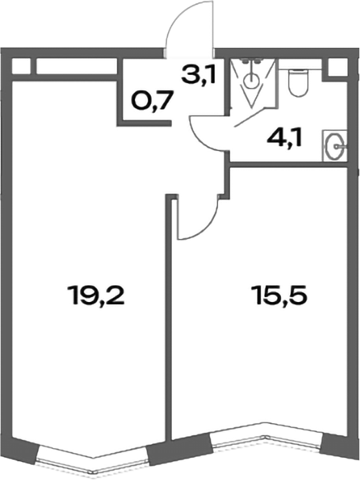 Планировка — Акценты, 2-комн., 43 м²