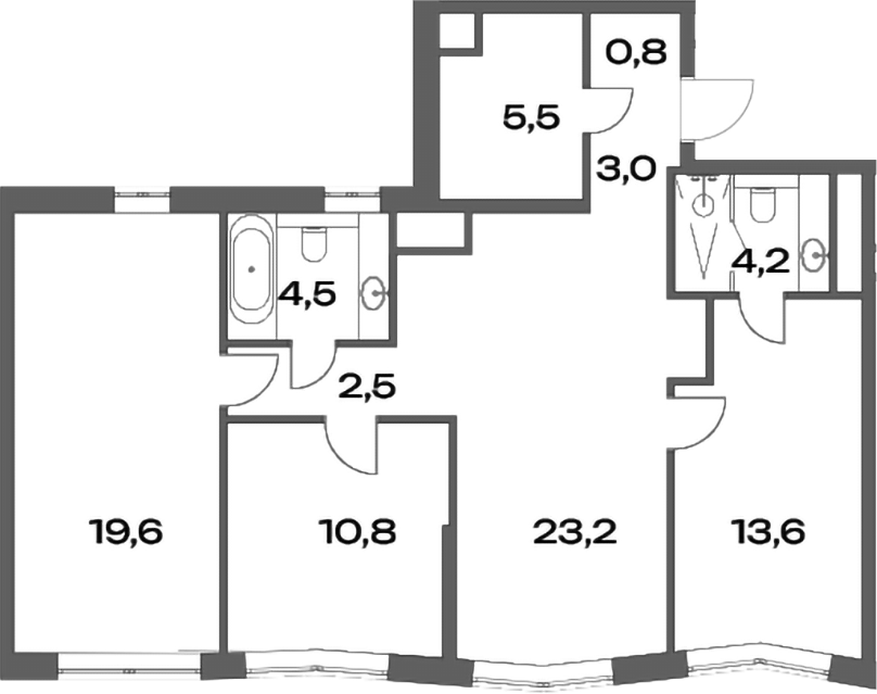 Планировка — Акценты, 4-комн., 88 м²