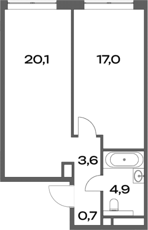 Планировка — Акценты, 2-комн., 46 м²