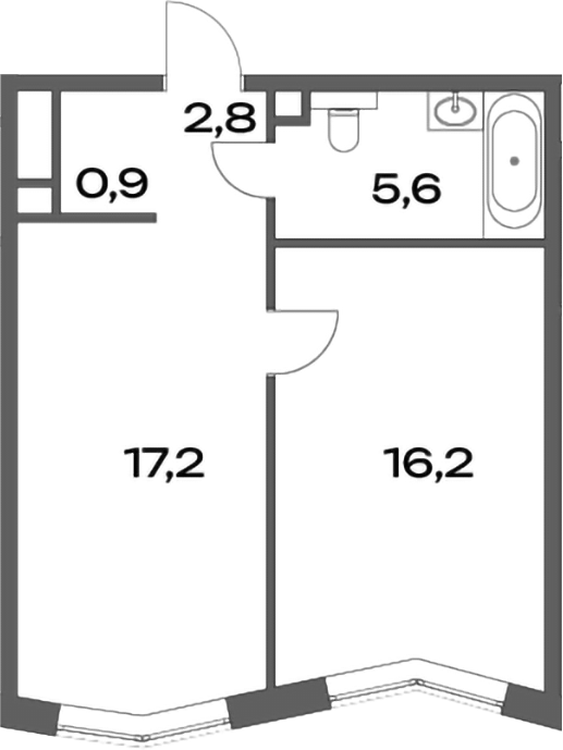 Планировка — Акценты, 2-комн., 43 м²