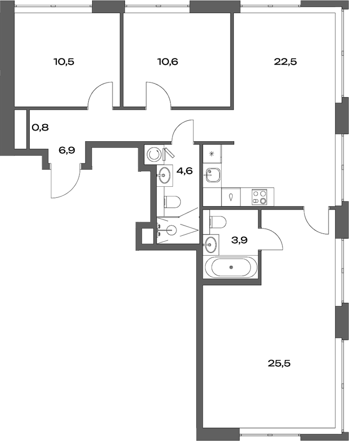 Планировка — Акценты, 4-комн., 85 м²