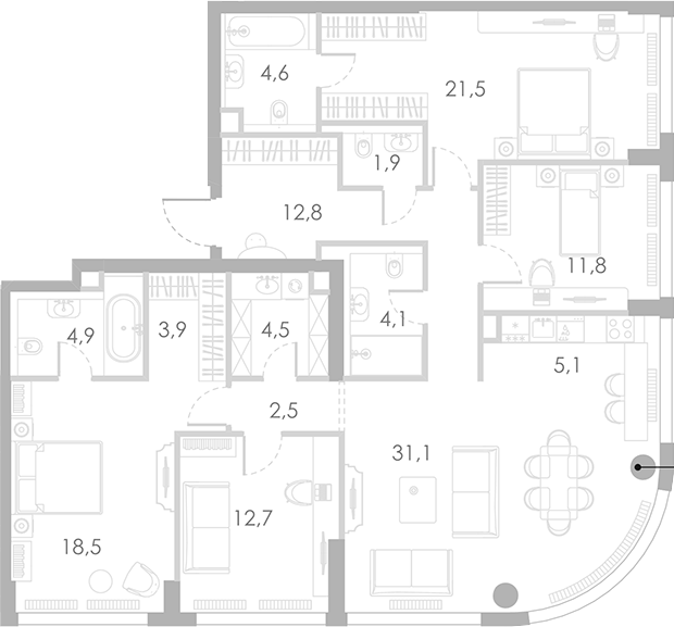 Планировка — Ривер Парк Кутузовский, 5-комн., 140 м²