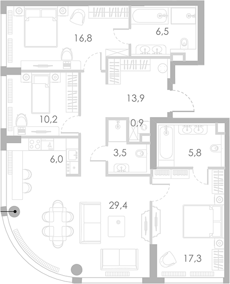 Планировка — Ривер Парк Кутузовский, 4-комн., 110 м²