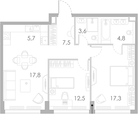 Планировка — Ривер Парк Кутузовский, 3-комн., 69 м²