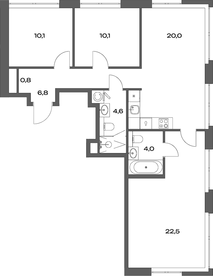 Планировка — Акценты, 4-комн., 79 м²