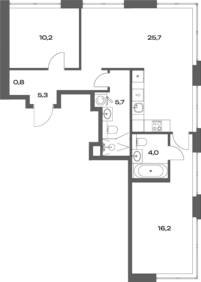 Планировка — Акценты, 3-комн., 68 м²