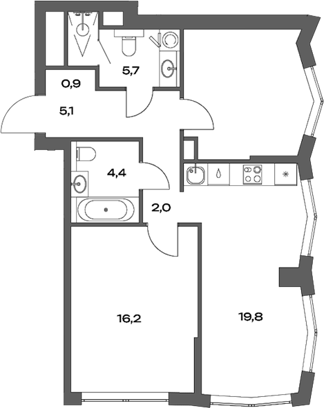 Планировка — Акценты, 3-комн., 67 м²