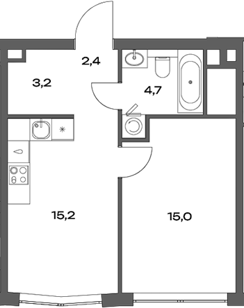 Планировка — Акценты, 2-комн., 41 м²