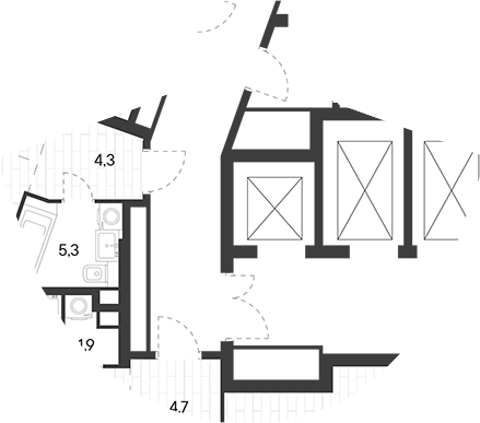 Планировка — Родина Переделкино, 3-комн., 64 м²