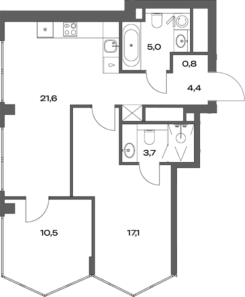 Планировка — Акценты, 3-комн., 63 м²