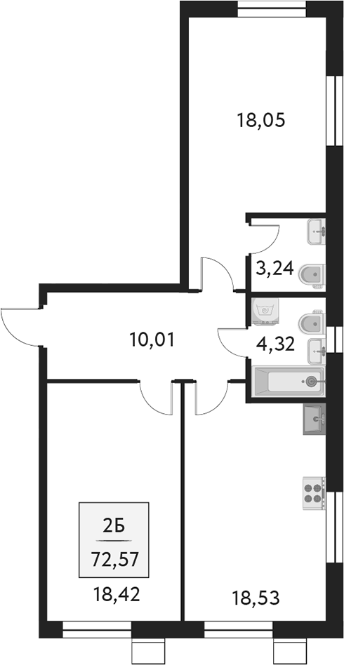 Планировка — Бархат.Сити, 3-комн., 73 м²