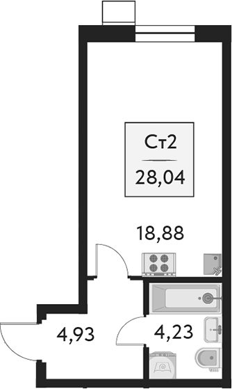 Планировка — Бархат.Сити, Студия, 28 м²