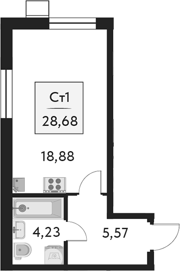 Планировка — Бархат.Сити, Студия, 29 м²