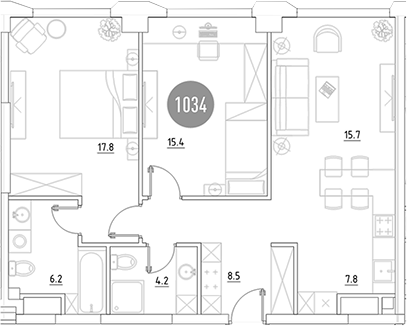 Планировка — ВЭРИ на Ботанической, 3-комн., 76 м²