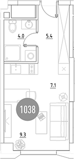 Планировка — ВЭРИ на Ботанической, Студия, 26 м²