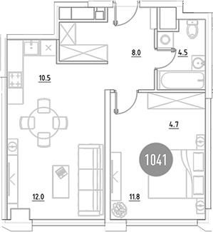 Планировка — ВЭРИ на Ботанической, 2-комн., 52 м²