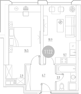 Планировка — ВЭРИ на Ботанической, 2-комн., 47 м²