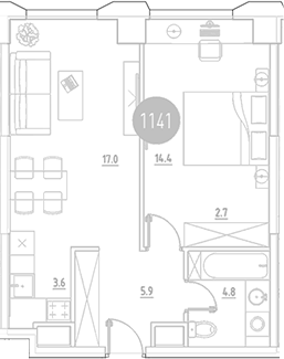 Планировка — ВЭРИ на Ботанической, 2-комн., 48 м²