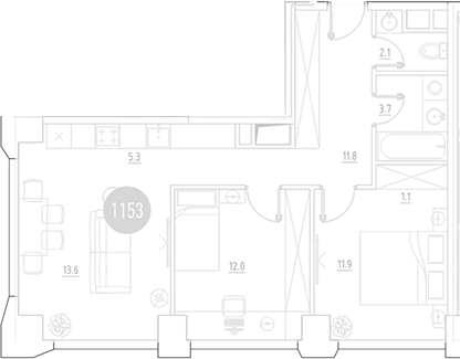 Планировка — ВЭРИ на Ботанической, 3-комн., 62 м²