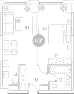 Планировка — ВЭРИ на Ботанической, 2-комн., 48 м²