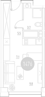 Планировка — ВЭРИ на Ботанической, Студия, 26 м²