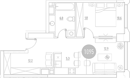 Планировка — ВЭРИ на Ботанической, 2-комн., 49 м²