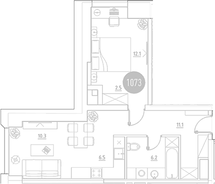 Планировка — ВЭРИ на Ботанической, 2-комн., 49 м²