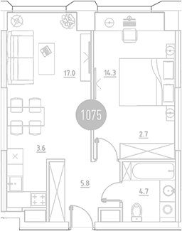 Планировка — ВЭРИ на Ботанической, 2-комн., 48 м²