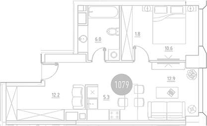 Планировка — ВЭРИ на Ботанической, 2-комн., 49 м²