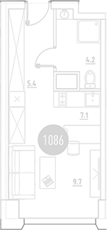 Планировка — ВЭРИ на Ботанической, Студия, 26 м²