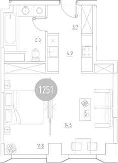 Планировка — ВЭРИ на Ботанической, 2-комн., 41 м²