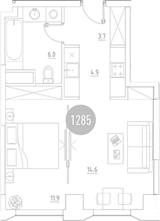 Планировка — ВЭРИ на Ботанической, 2-комн., 41 м²