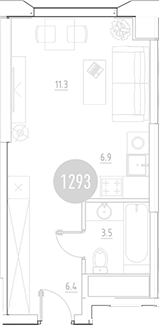 Планировка — ВЭРИ на Ботанической, Студия, 28 м²