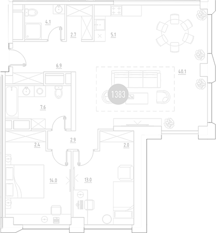 Планировка — ВЭРИ на Ботанической, 3-комн., 101 м²