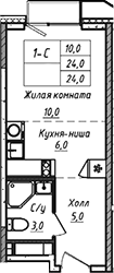 Планировка — УНО.Соколиная гора, Студия, 24 м²