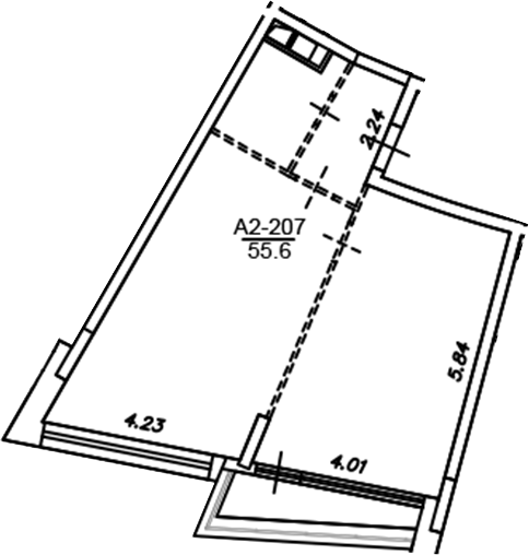Планировка — Клубный дом Рублево, 1-комн., 56 м²