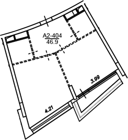 Планировка — Клубный дом Рублево, 1-комн., 47 м²