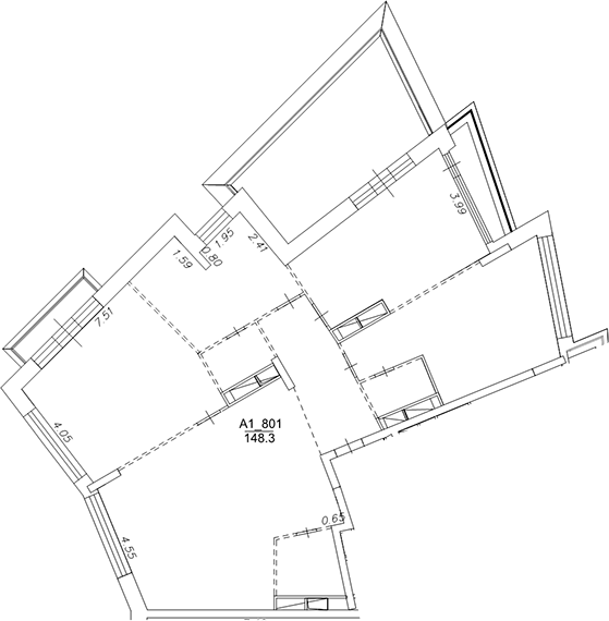 Планировка — Клубный дом Рублево, 1-комн., 148 м²