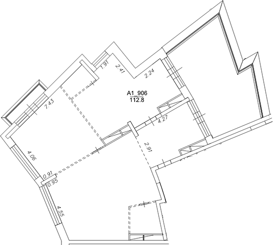 Планировка — Клубный дом Рублево, 1-комн., 113 м²
