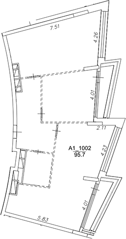 Планировка — Клубный дом Рублево, 1-комн., 96 м²