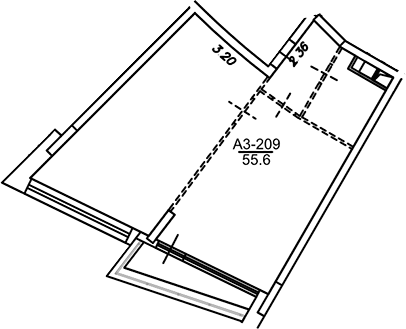Планировка — Клубный дом Рублево, 1-комн., 56 м²