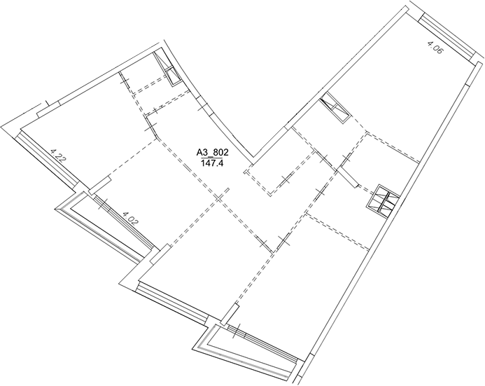 Планировка — Клубный дом Рублево, 1-комн., 147 м²