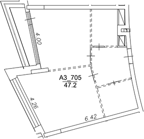 Планировка — Клубный дом Рублево, 1-комн., 47 м²