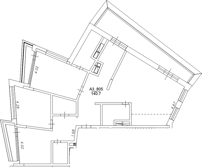 Планировка — Клубный дом Рублево, 1-комн., 141 м²