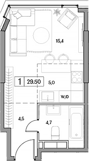 Планировка — Dream RIVA, Студия, 30 м²
