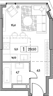 Планировка — Dream RIVA, Студия, 30 м²