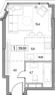 Планировка — Dream RIVA, Студия, 30 м²